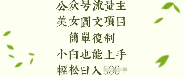 流量主长期收益项目，美女图片简单复制，小白也能上手，轻松日入5张-副业网创资源站