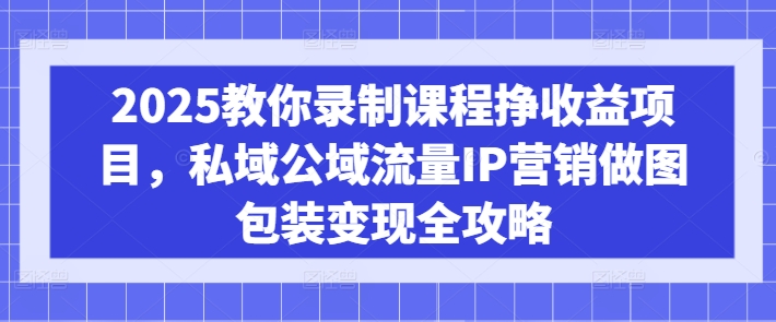 2025教你录制课程挣收益项目,私域公域流量IP营销做图包装变现全攻略-副业网创资源站