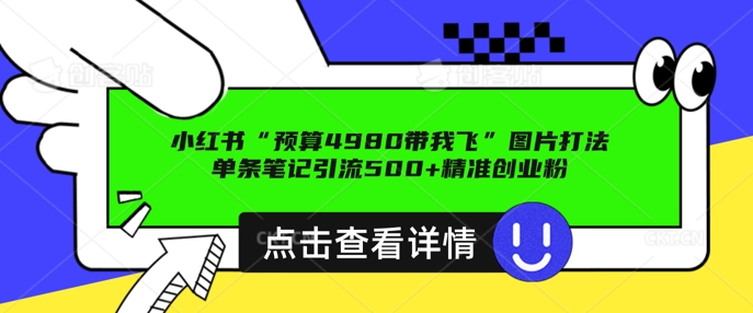小红书图片引流打法,一张图片引爆创业粉 私信回不完,单条笔记引流500+精准创业粉-副业网创资源站